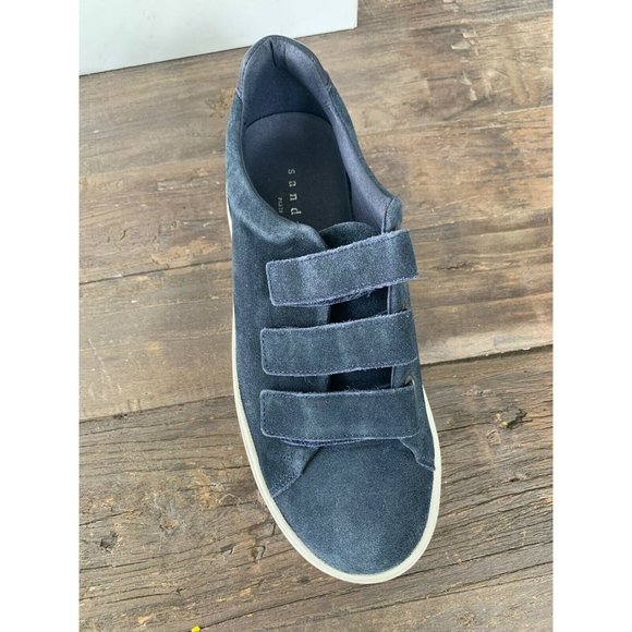 Sandro Paris Blue Suede Leather Low Top Sneakers - Picture 2 of 7
